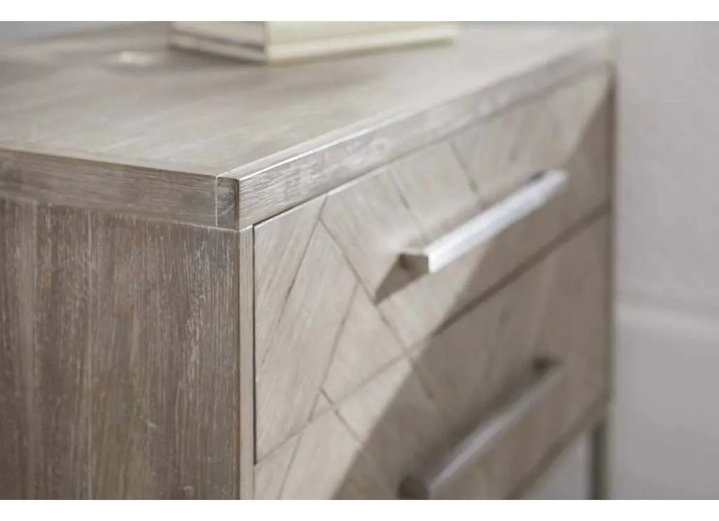Essentials for Living 6048.NG Mosaic 2 Drawer Nightstand in Natural Gray Acacia Brushed Stainless Steel Essentials for Living 6048.NG Mosaic 2 Drawer Nightstand in Natural Gray Acacia Brushed Stainless Steel