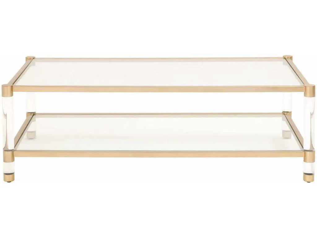 Essentials for Living 6073.BBRS/CLR  Nouveau Coffee Table in Brushed Brass Lucite Clear Glass
