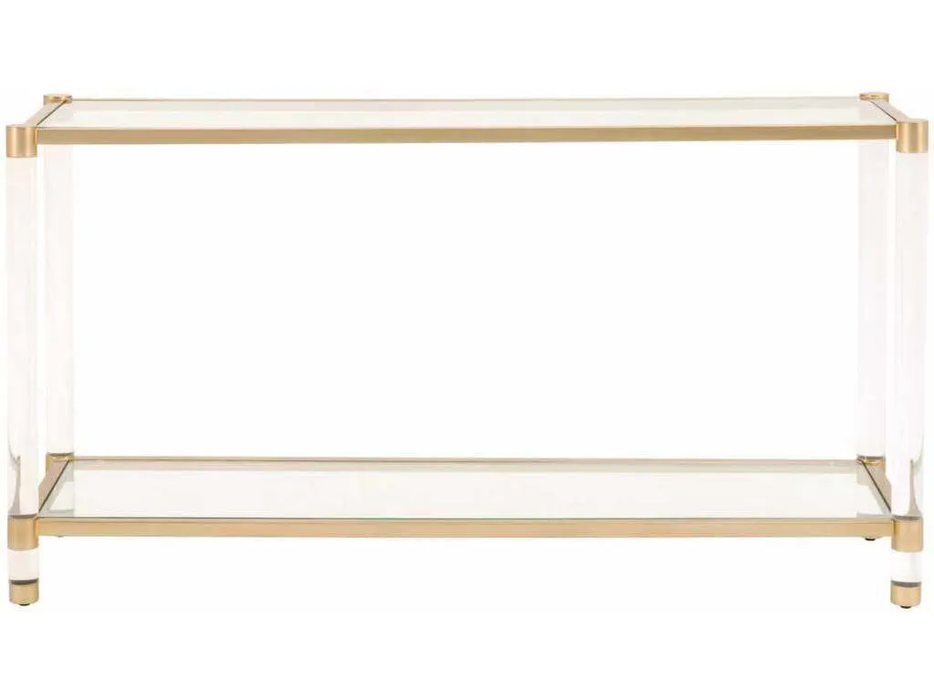 Essentials for Living 6075.BBRS/CLR  Nouveau Console Table in Brushed Brass Lucite Clear Glass