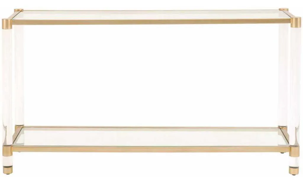 Essentials for Living 6075.BBRS/CLR Nouveau Console Table in Brushed Brass Lucite Clear Glass Essentials for Living 6075.BBRS/CLR Nouveau Console Table in Brushed Brass Lucite Clear Glass