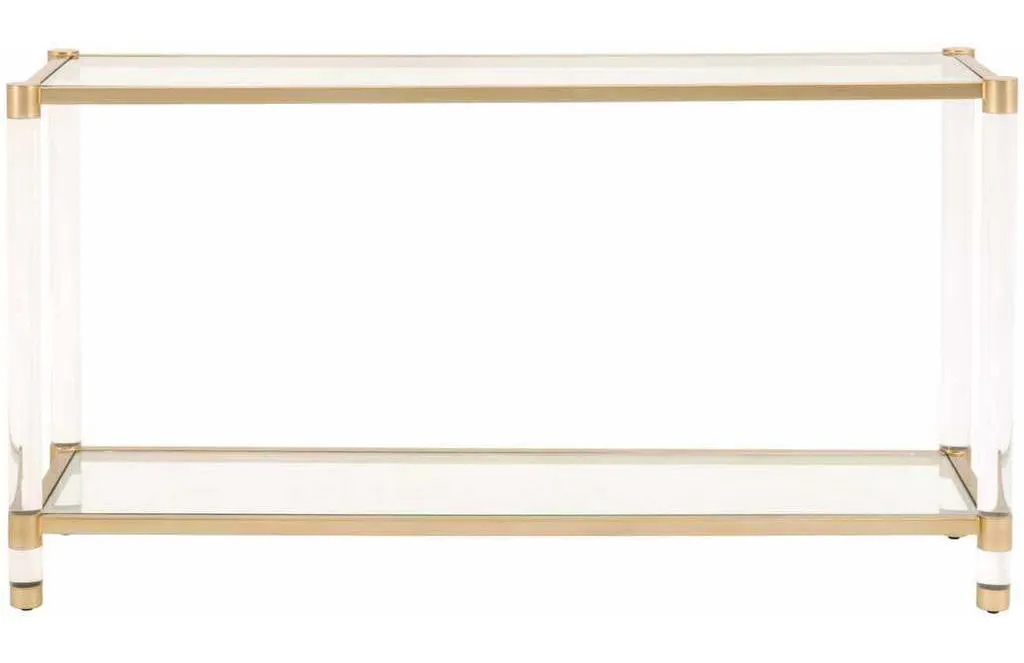 Essentials for Living 6075.BBRS/CLR Nouveau Console Table in Brushed Brass Lucite Clear Glass Essentials for Living 6075.BBRS/CLR Nouveau Console Table in Brushed Brass Lucite Clear Glass