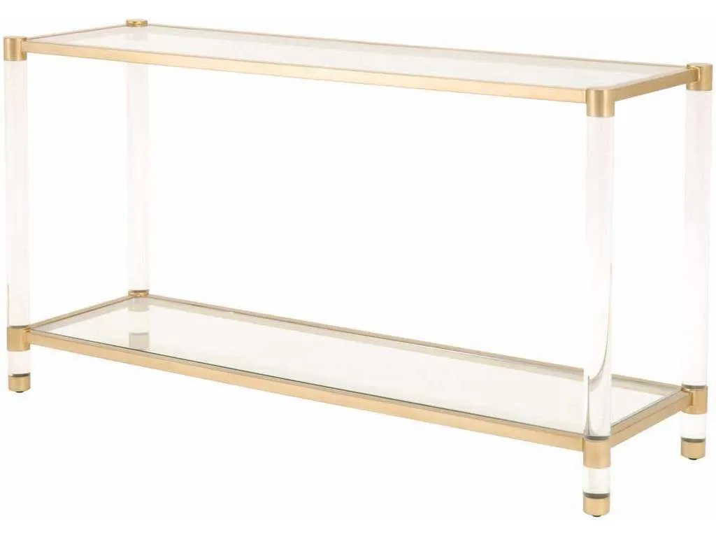 Essentials for Living 6075.BBRS/CLR Nouveau Console Table in Brushed Brass Lucite Clear Glass Essentials for Living 6075.BBRS/CLR Nouveau Console Table in Brushed Brass Lucite Clear Glass