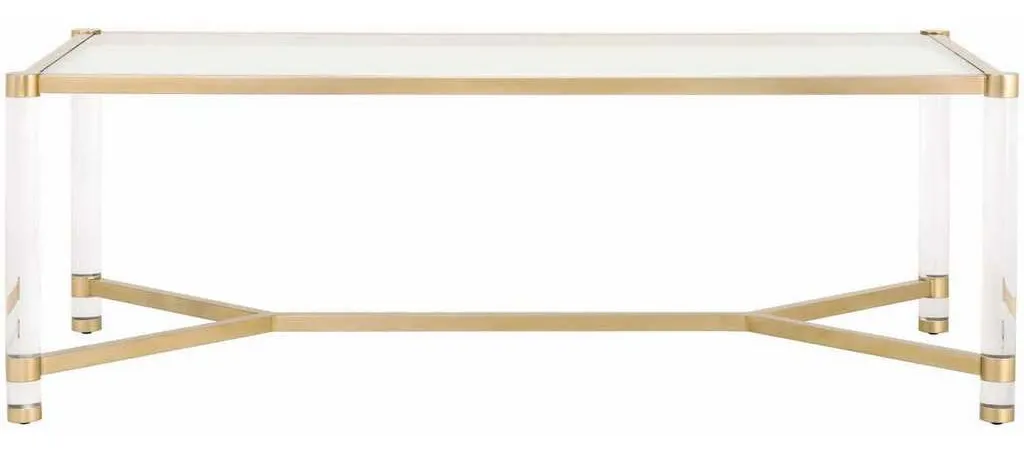 Essentials For Living 6081.BBRS/CLR Nouveau Dining Table in Brushed Brass Lucite Clear Glass Essentials For Living 6081.BBRS/CLR Nouveau Dining Table in Brushed Brass Lucite Clear Glass