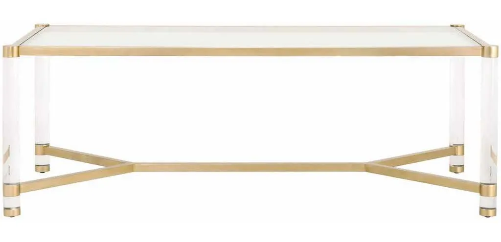 Essentials For Living 6081.BBRS/CLR Nouveau Dining Table in Brushed Brass Lucite Clear Glass Essentials For Living 6081.BBRS/CLR Nouveau Dining Table in Brushed Brass Lucite Clear Glass