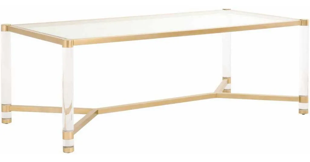 Essentials For Living 6081.BBRS/CLR Nouveau Dining Table in Brushed Brass Lucite Clear Glass Essentials For Living 6081.BBRS/CLR Nouveau Dining Table in Brushed Brass Lucite Clear Glass