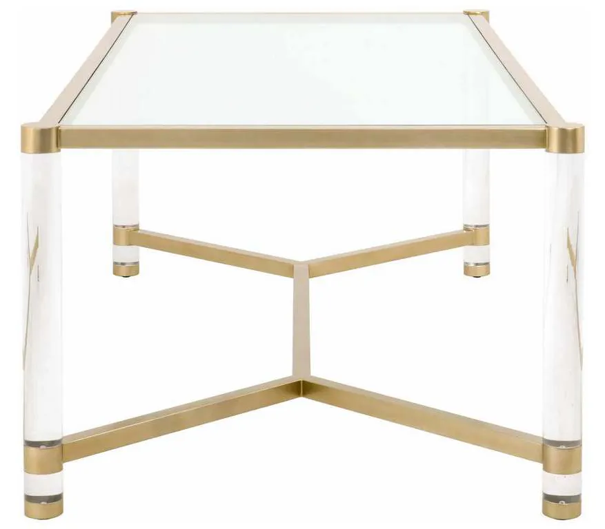 Essentials For Living 6081.BBRS/CLR Nouveau Dining Table in Brushed Brass Lucite Clear Glass Essentials For Living 6081.BBRS/CLR Nouveau Dining Table in Brushed Brass Lucite Clear Glass
