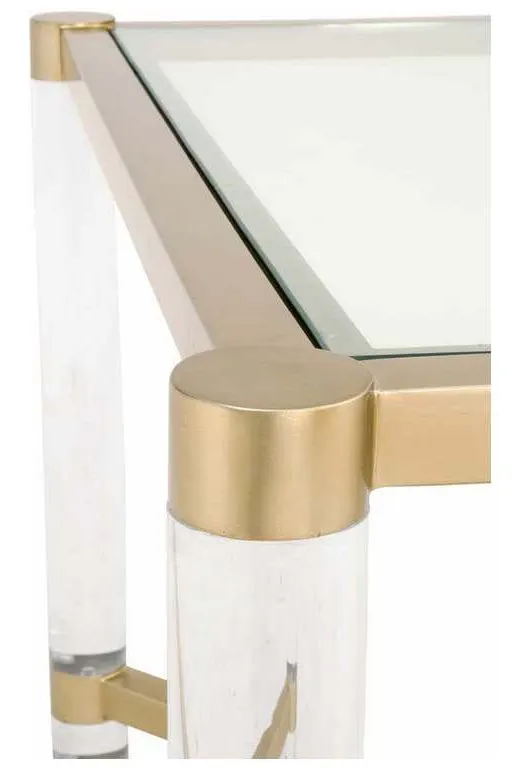 Essentials For Living 6081.BBRS/CLR Nouveau Dining Table in Brushed Brass Lucite Clear Glass Essentials For Living 6081.BBRS/CLR Nouveau Dining Table in Brushed Brass Lucite Clear Glass