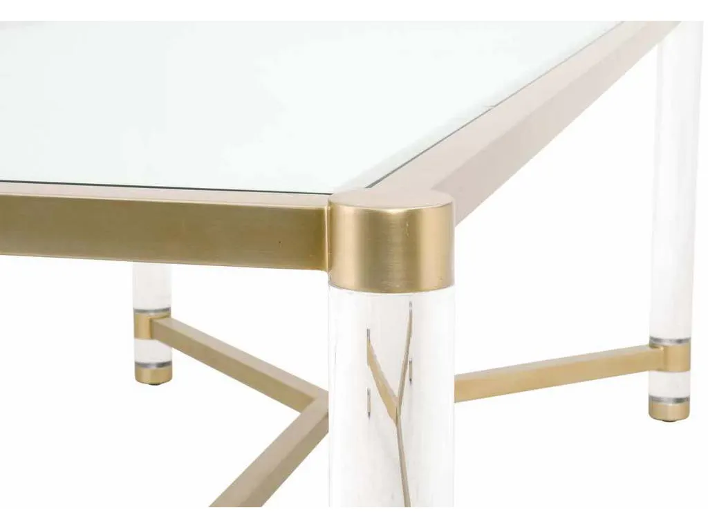 Essentials For Living 6081.BBRS/CLR Nouveau Dining Table in Brushed Brass Lucite Clear Glass Essentials For Living 6081.BBRS/CLR Nouveau Dining Table in Brushed Brass Lucite Clear Glass