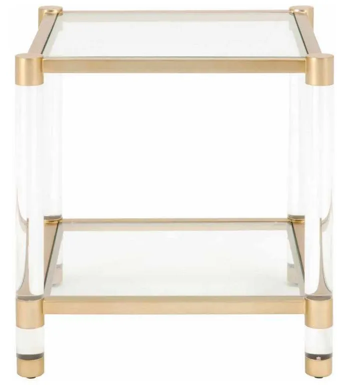 Essentials For Living 6074.BBRS/CLR Nouveau End Table in Brushed Brass Lucite Clear Glass Essentials For Living 6074.BBRS/CLR Nouveau End Table in Brushed Brass Lucite Clear Glass