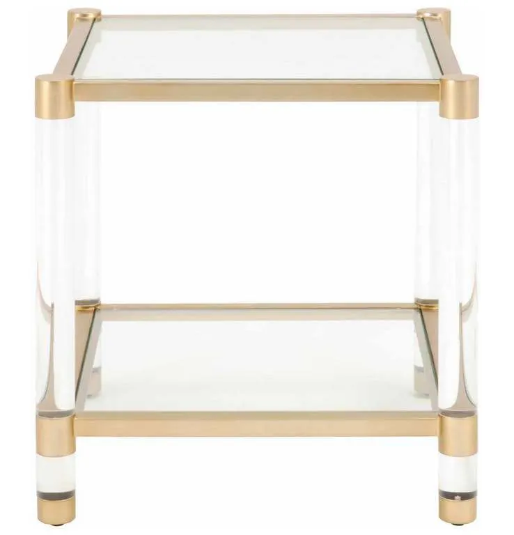 Essentials For Living 6074.BBRS/CLR Nouveau End Table in Brushed Brass Lucite Clear Glass Essentials For Living 6074.BBRS/CLR Nouveau End Table in Brushed Brass Lucite Clear Glass