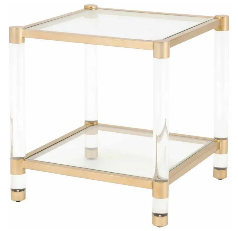 Essentials For Living 6074.BBRS/CLR Nouveau End Table in Brushed Brass Lucite Clear Glass Essentials For Living 6074.BBRS/CLR Nouveau End Table in Brushed Brass Lucite Clear Glass