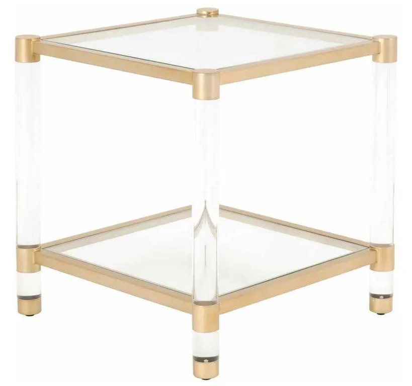 Essentials For Living 6074.BBRS/CLR Nouveau End Table in Brushed Brass Lucite Clear Glass Essentials For Living 6074.BBRS/CLR Nouveau End Table in Brushed Brass Lucite Clear Glass