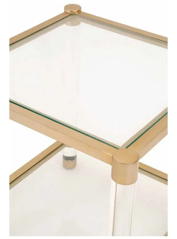 Essentials For Living 6074.BBRS/CLR Nouveau End Table in Brushed Brass Lucite Clear Glass Essentials For Living 6074.BBRS/CLR Nouveau End Table in Brushed Brass Lucite Clear Glass
