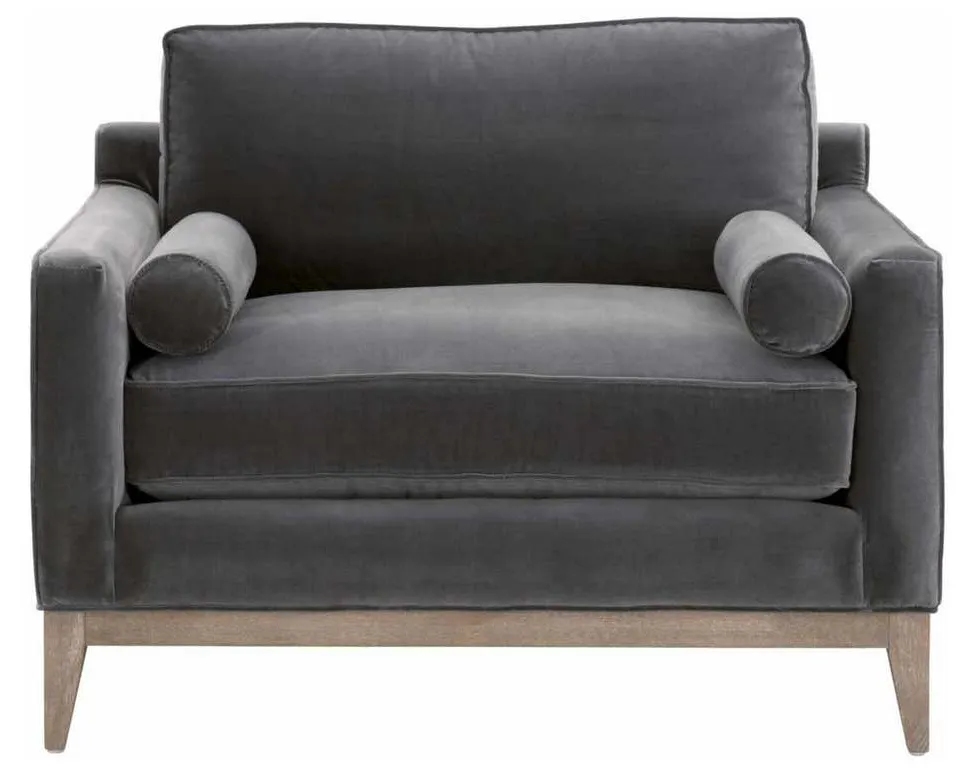 Essentials For Living 6602-1.DDOV/NG Parker Post Modern Sofa Chair in Dark Dove Velvet Natural Gray Oak Essentials For Living 6602-1.DDOV/NG Parker Post Modern Sofa Chair in Dark Dove Velvet Natural Gray Oak