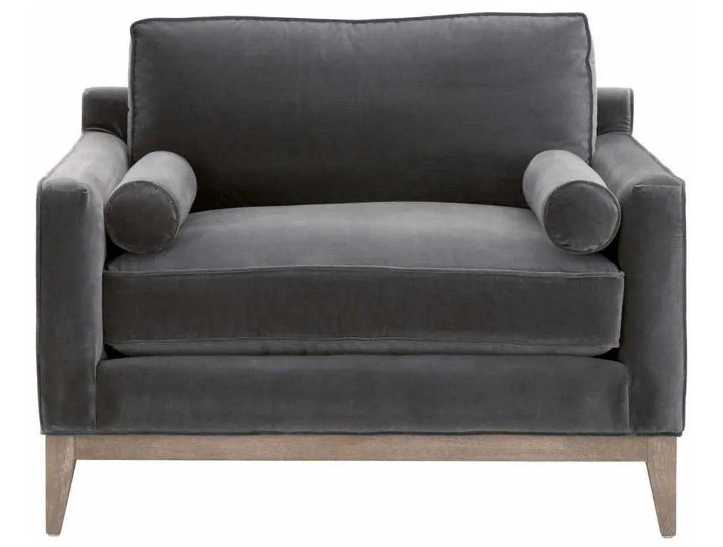 Essentials For Living 6602-1.DDOV/NG Parker Post Modern Sofa Chair in Dark Dove Velvet Natural Gray Oak Essentials For Living 6602-1.DDOV/NG Parker Post Modern Sofa Chair in Dark Dove Velvet Natural Gray Oak