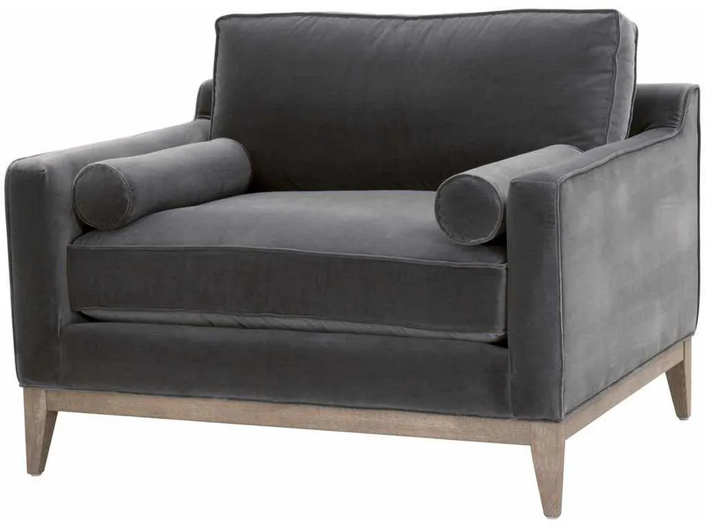 Essentials For Living 6602-1.DDOV/NG Parker Post Modern Sofa Chair in Dark Dove Velvet Natural Gray Oak Essentials For Living 6602-1.DDOV/NG Parker Post Modern Sofa Chair in Dark Dove Velvet Natural Gray Oak