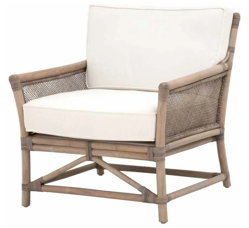 Essentials for Living 3650.MG-MG/BLCH Shore Club Chair in Matte Gray Rattan Blanche Matte Gray Binding Essentials for Living 3650.MG-MG/BLCH Shore Club Chair in Matte Gray Rattan Blanche Matte Gray Binding