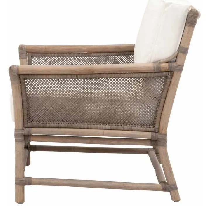 Essentials for Living 3650.MG-MG/BLCH Shore Club Chair in Matte Gray Rattan Blanche Matte Gray Binding Essentials for Living 3650.MG-MG/BLCH Shore Club Chair in Matte Gray Rattan Blanche Matte Gray Binding