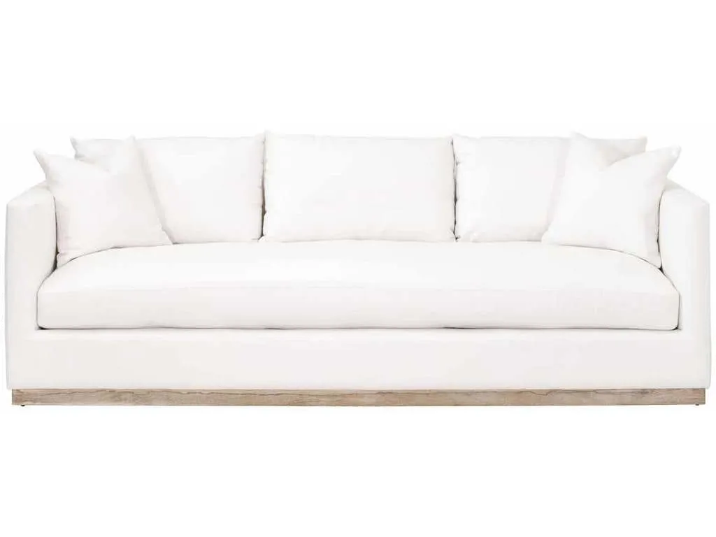 Essentials For Living 6607-3.LMIVO/NG  Siena 96 inch Plinth Base Sofa in LiveSmart Machale Ivory Natural Gray Oak
