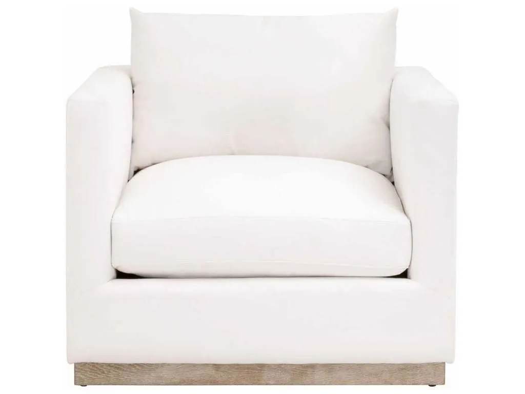Essentials For Living 6607-1.LMIVO/NG Siena Plinth Base Sofa Chair in LiveSmart Machale Ivory Natural Gray Oak