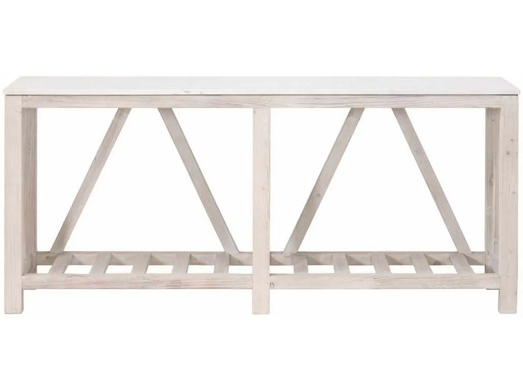 Essentials For Living 8021.WW-PNE/WHTQ  Spruce Console Table in White Wash Pine White Quartz