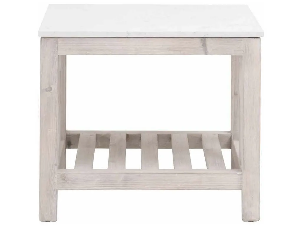 Essentials For Living 8020.WW-PNE/WHTQ  Spruce End Table in White Wash Pine White Quartz