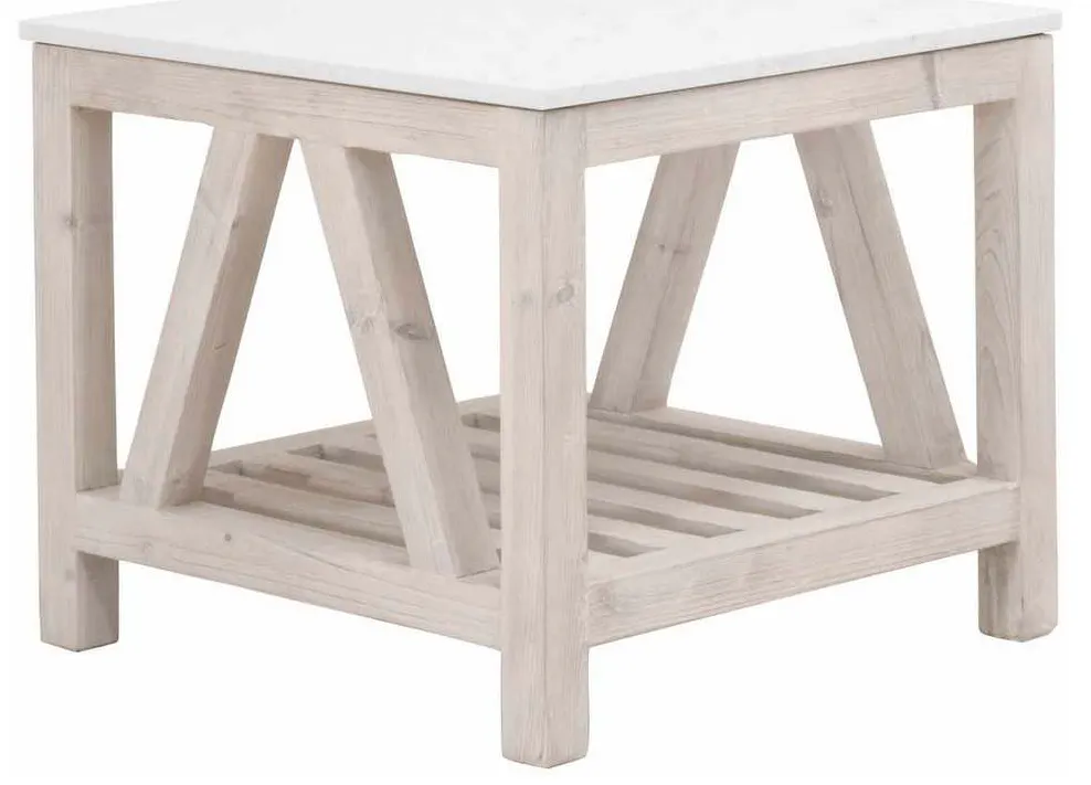 Essentials For Living 8020.WW-PNE/WHTQ Spruce End Table in White Wash Pine White Quartz Essentials For Living 8020.WW-PNE/WHTQ Spruce End Table in White Wash Pine White Quartz