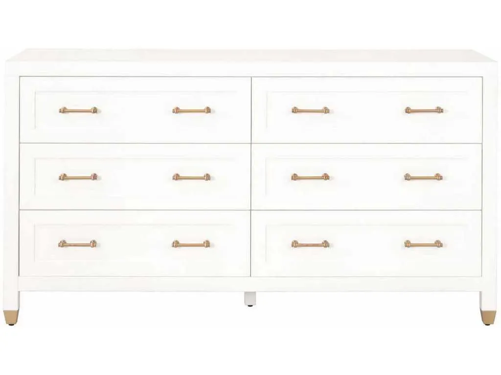 Essentials For Living 6136.WHT/BBRS  Stella 6 Drawer Double Dresser in Matte White