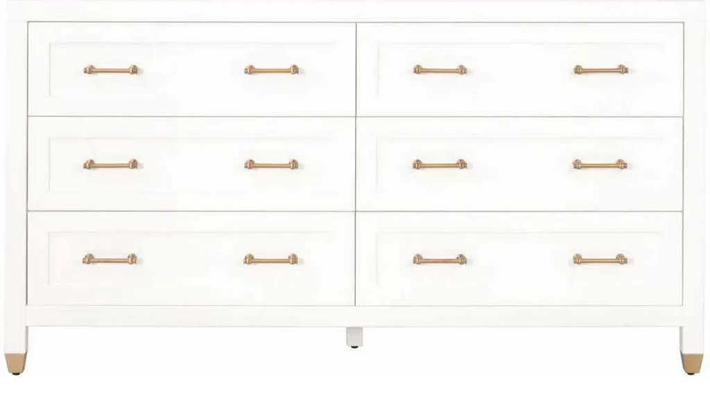 Essentials For Living 6136.WHT/BBRS Stella 6 Drawer Double Dresser in Matte White Essentials For Living 6136.WHT/BBRS Stella 6 Drawer Double Dresser in Matte White