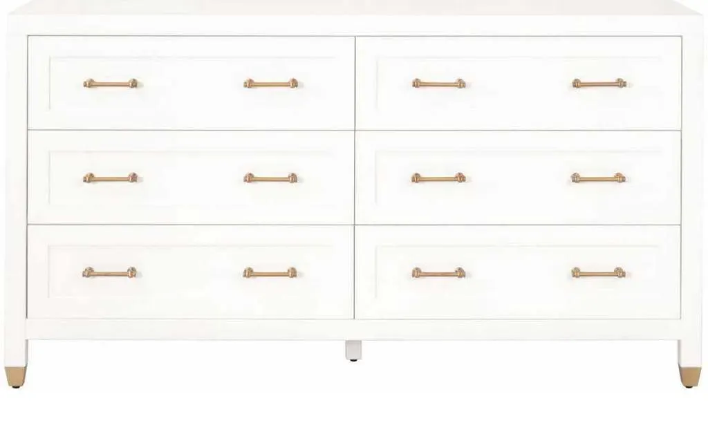 Essentials For Living 6136.WHT/BBRS Stella 6 Drawer Double Dresser in Matte White Essentials For Living 6136.WHT/BBRS Stella 6 Drawer Double Dresser in Matte White