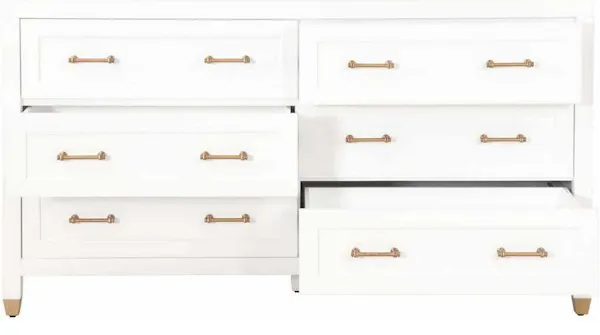 Essentials For Living 6136.WHT/BBRS Stella 6 Drawer Double Dresser in Matte White Essentials For Living 6136.WHT/BBRS Stella 6 Drawer Double Dresser in Matte White
