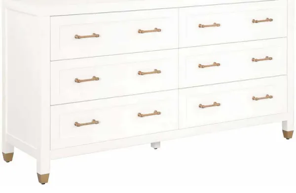 Essentials For Living 6136.WHT/BBRS Stella 6 Drawer Double Dresser in Matte White Essentials For Living 6136.WHT/BBRS Stella 6 Drawer Double Dresser in Matte White
