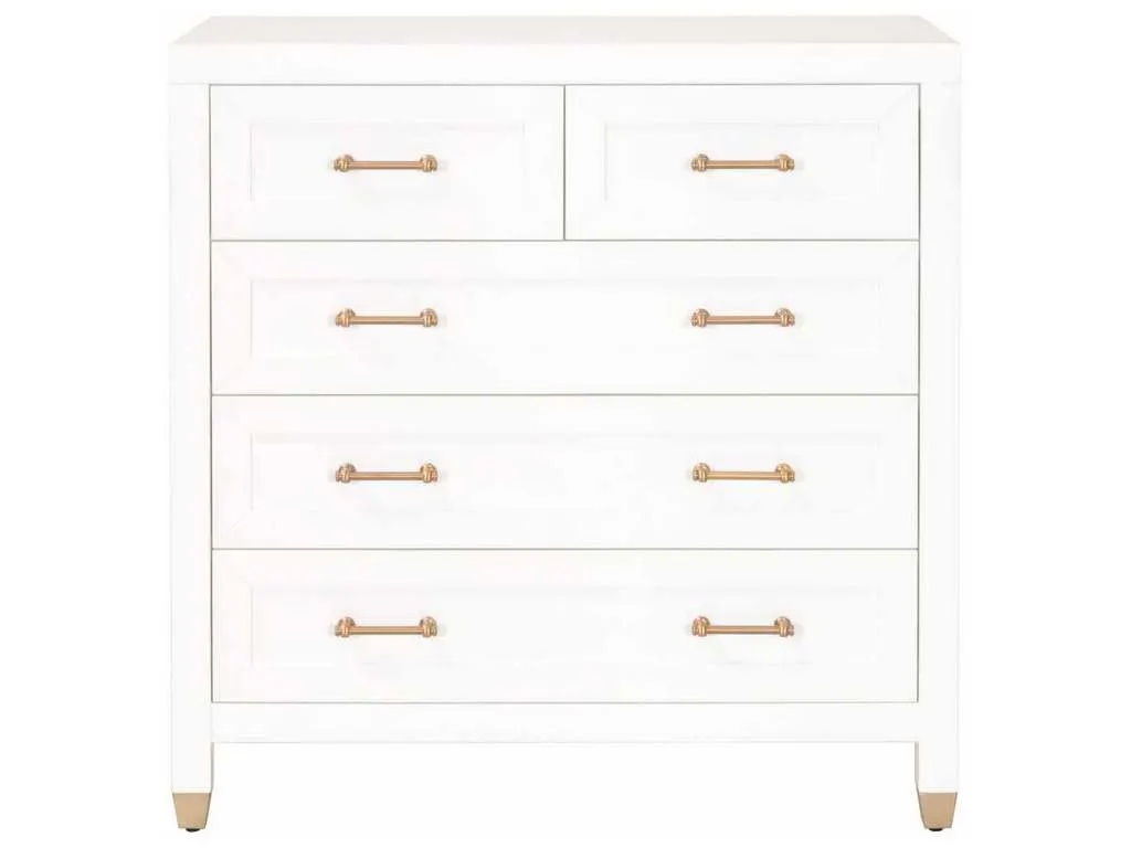 Essentials For Living 6135.WHT/BBRS Stella 5 Drawer High Chest in Matte White