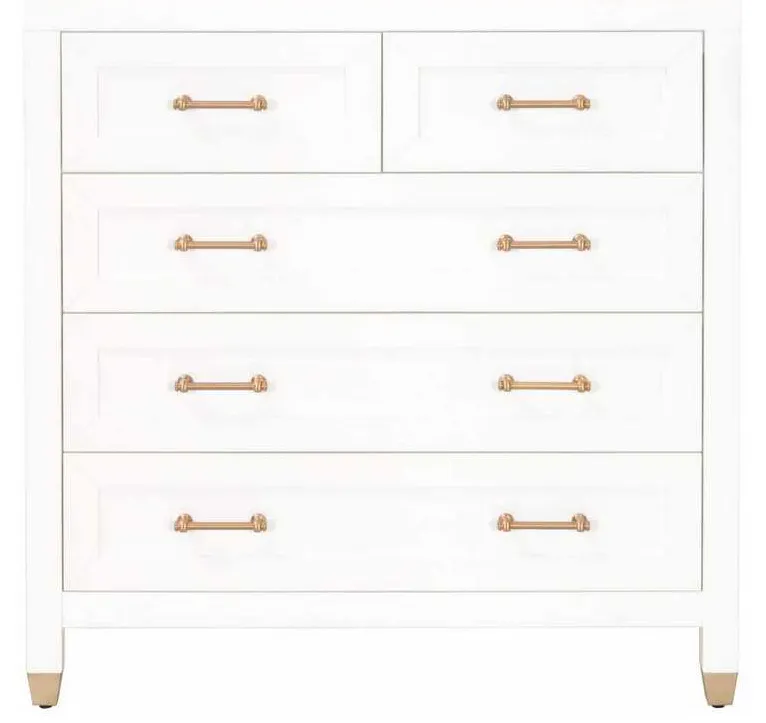 Essentials For Living 6135.WHT/BBRS Stella 5 Drawer High Chest in Matte White Essentials For Living 6135.WHT/BBRS Stella 5 Drawer High Chest in Matte White