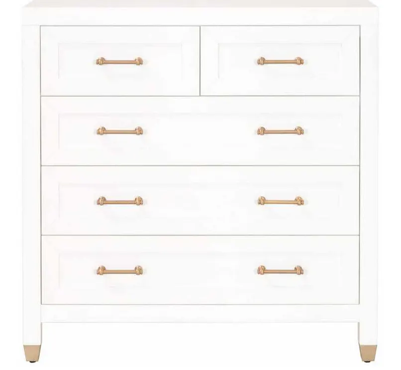 Essentials For Living 6135.WHT/BBRS Stella 5 Drawer High Chest in Matte White Essentials For Living 6135.WHT/BBRS Stella 5 Drawer High Chest in Matte White
