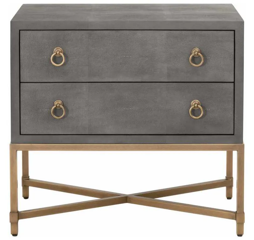 Essentials for Living 6121.GRY-SHG/GLD Strand Shagreen 2 Drawer Nightstand in Gray Shagreen Brushed Gold Essentials for Living 6121.GRY-SHG/GLD Strand Shagreen 2 Drawer Nightstand in Gray Shagreen Brushed Gold