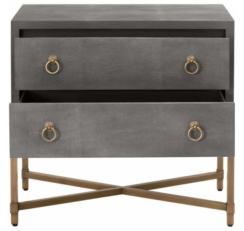 Essentials for Living 6121.GRY-SHG/GLD Strand Shagreen 2 Drawer Nightstand in Gray Shagreen Brushed Gold Essentials for Living 6121.GRY-SHG/GLD Strand Shagreen 2 Drawer Nightstand in Gray Shagreen Brushed Gold