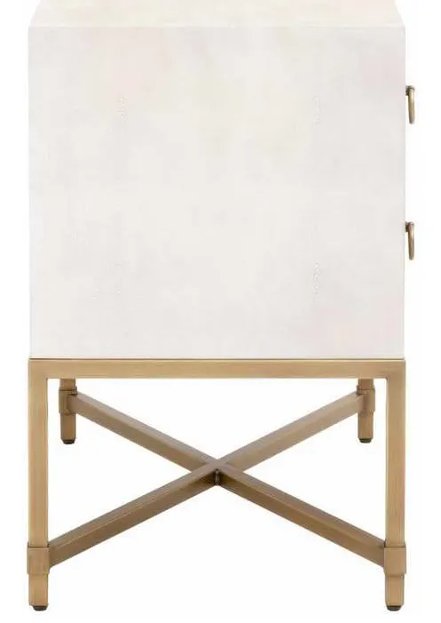 Essentials for Living 6121.WHT-SHG/GLD Strand Shagreen 2 Drawer Nightstand in White Shagreen Brushed Gold Essentials for Living 6121.WHT-SHG/GLD Strand Shagreen 2 Drawer Nightstand in White Shagreen Brushed Gold