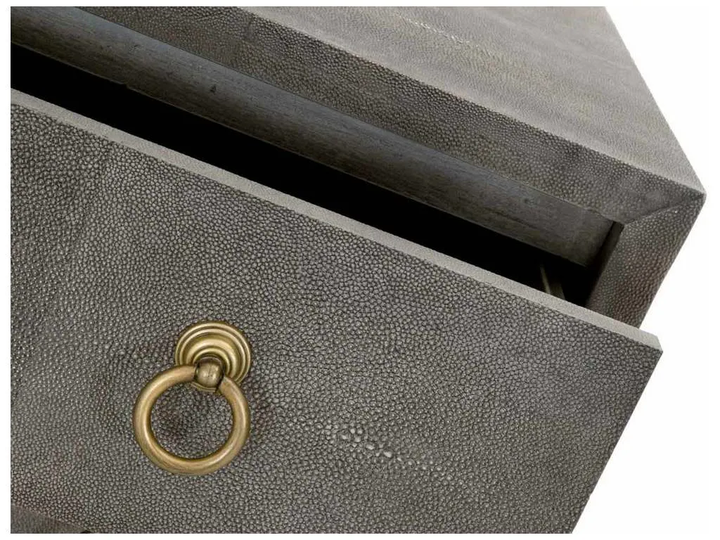 Essentials For Living 6120.GRY-SHG/GLD Strand Shagreen 3 Drawer Nightstand in Gray Shagreen Brushed Gold Essentials For Living 6120.GRY-SHG/GLD Strand Shagreen 3 Drawer Nightstand in Gray Shagreen Brushed Gold