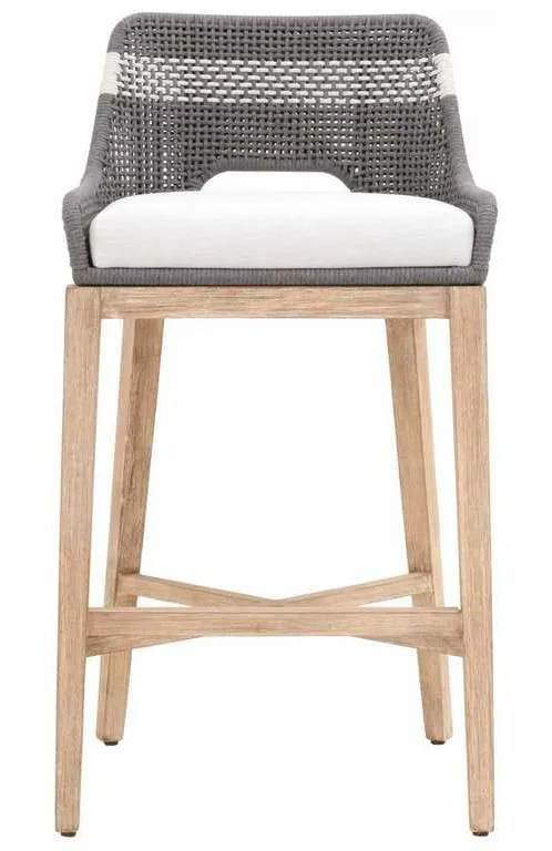 Essentials For Living 6850BS.DOV/WHT/NG Tapestry Barstool in Dove Flat Rope White Speckle Stripe Performance White Speckle Natural Gray Mahogany Essentials For Living 6850BS.DOV/WHT/NG Tapestry Barstool in Dove Flat Rope White Speckle Stripe Performance White Speckle Natural Gray Mahogany