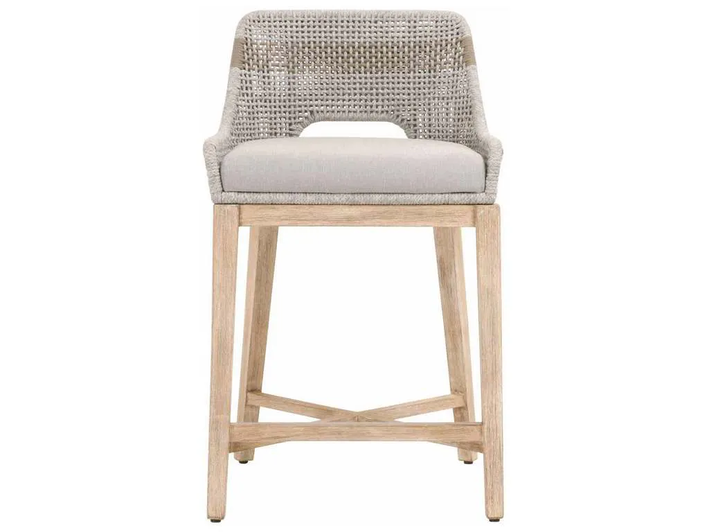 Essentials For Living 6850CS.WTA/PUM/NG  Tapestry Counter Stool in Taupe and White Flat Rope Taupe Stripe Performance Pumice Natural Gray Mahogany