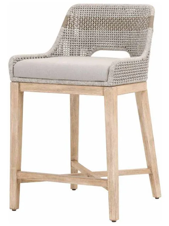 Essentials For Living 6850CS.WTA/PUM/NG Tapestry Counter Stool in Taupe and White Flat Rope Taupe Stripe Performance Pumice Natural Gray Mahogany Essentials For Living 6850CS.WTA/PUM/NG Tapestry Counter Stool in Taupe and White Flat Rope Taupe Stripe Performance Pumice Natural Gray Mahogany