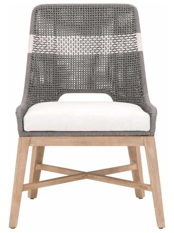 Essentials For Living 6850.DOV/WHT/NG Tapestry Dining Chair in Dove Flat Rope White Speckle Stripe Performance White Speckle Natural Gray Mahogany Essentials For Living 6850.DOV/WHT/NG Tapestry Dining Chair in Dove Flat Rope White Speckle Stripe Performance White Speckle Natural Gray Mahogany