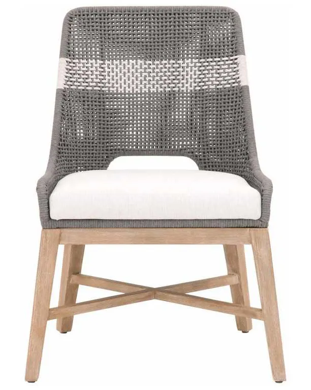Essentials For Living 6850.DOV/WHT/NG Tapestry Dining Chair in Dove Flat Rope White Speckle Stripe Performance White Speckle Natural Gray Mahogany Essentials For Living 6850.DOV/WHT/NG Tapestry Dining Chair in Dove Flat Rope White Speckle Stripe Performance White Speckle Natural Gray Mahogany