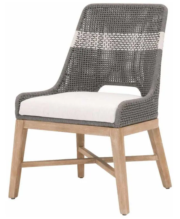 Essentials For Living 6850.DOV/WHT/NG Tapestry Dining Chair in Dove Flat Rope White Speckle Stripe Performance White Speckle Natural Gray Mahogany Essentials For Living 6850.DOV/WHT/NG Tapestry Dining Chair in Dove Flat Rope White Speckle Stripe Performance White Speckle Natural Gray Mahogany