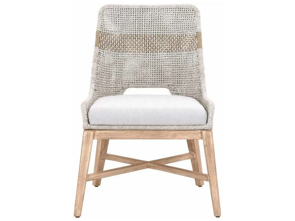 Essentials For Living 6850.WTA/PUM/NG  Tapestry Dining Chair in Taupe and White Flat Rope Taupe Stripe Performance Pumice Natural Gray Mahogany