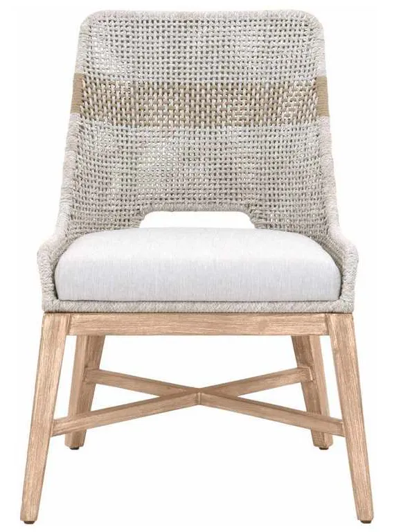 Essentials For Living 6850.WTA/PUM/NG Tapestry Dining Chair in Taupe and White Flat Rope Taupe Stripe Performance Pumice Natural Gray Mahogany Essentials For Living 6850.WTA/PUM/NG Tapestry Dining Chair in Taupe and White Flat Rope Taupe Stripe Performance Pumice Natural Gray Mahogany
