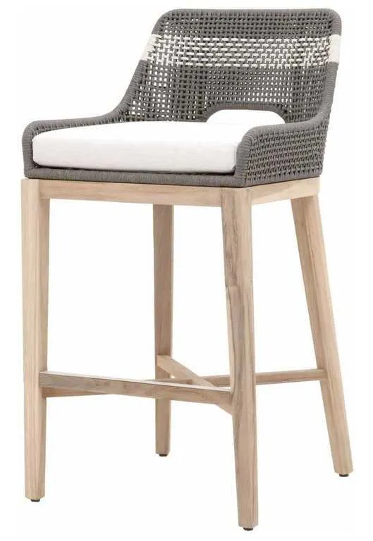 Essentials For Living 6850BS.DOV/WHT/GT Tapestry Outdoor Barstool in Dove Flat Rope White Speckle Stripe Performance White Speckle Gray Teak Essentials For Living 6850BS.DOV/WHT/GT Tapestry Outdoor Barstool in Dove Flat Rope White Speckle Stripe Performance White Speckle Gray Teak