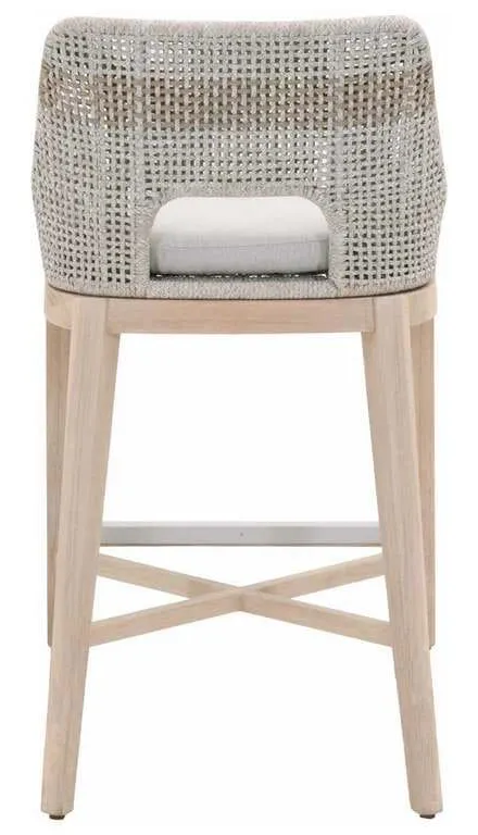 Essentials For Living 6850BS.WTA/PUM/GT Tapestry Outdoor Barstool in Taupe and White Flat Rope Taupe Stripe Performance Pumice Gray Teak Essentials For Living 6850BS.WTA/PUM/GT Tapestry Outdoor Barstool in Taupe and White Flat Rope Taupe Stripe Performance Pumice Gray Teak