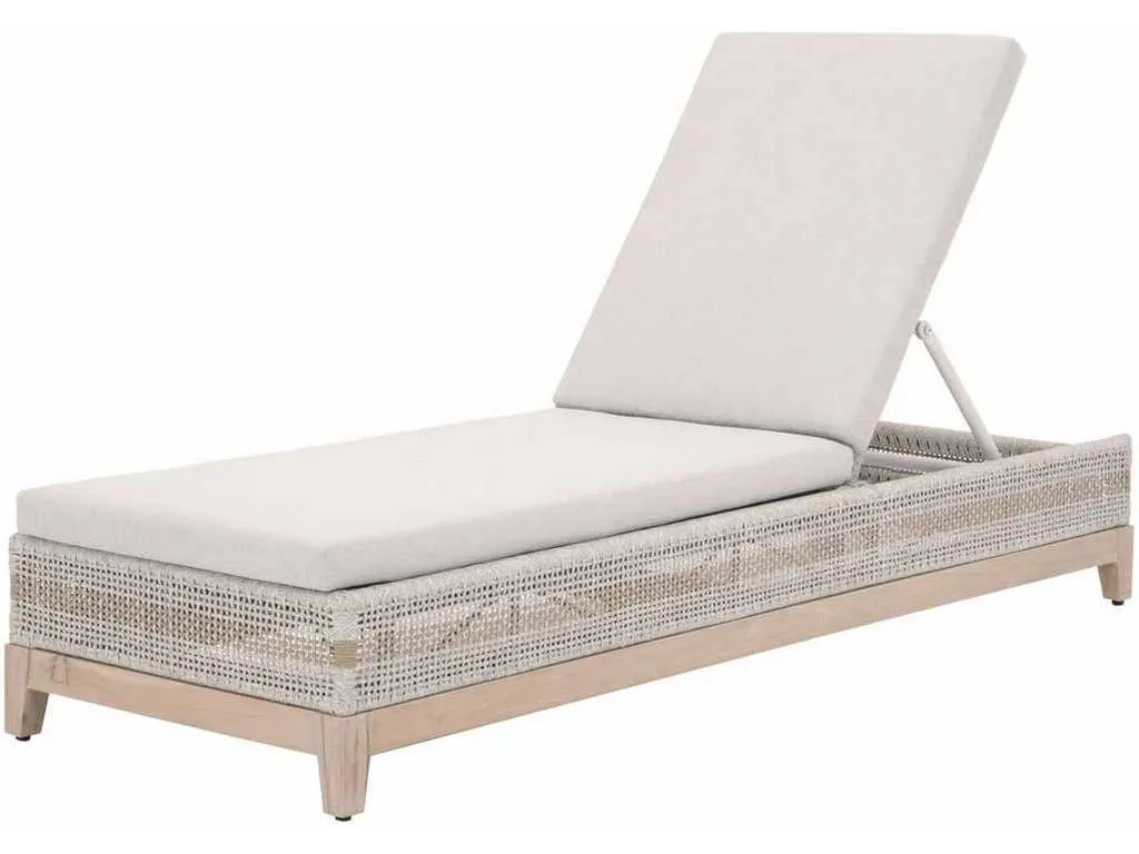 Essentials for Living 6845.WTA/PUM/GT Tapestry Outdoor Chaise Lounge in Taupe and White Flat Rope Taupe Stripe Performance Pumice Gray Teak Essentials for Living 6845.WTA/PUM/GT Tapestry Outdoor Chaise Lounge in Taupe and White Flat Rope Taupe Stripe Performance Pumice Gray Teak
